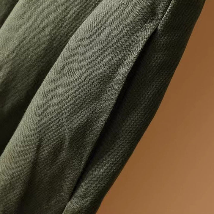 Pantalones anchos de algodón y lino para mujer, de Buddha Stones, informales, de verano, de color puro, de longitud 7-8 - image 6