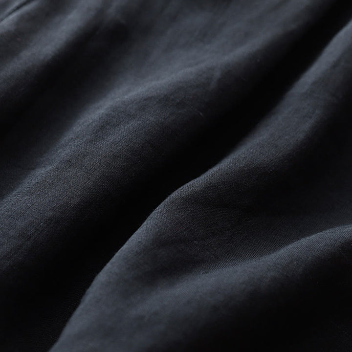 Pantalones cortos de lino y algodón con bolsillos para mujer, informales , de verano, con bordado floral, plisados, con cremallera y botones - image 19