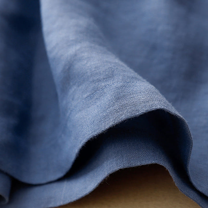 Pantalones cortos de lino y algodón con bolsillos para mujer, informales , de verano, con bordado floral, plisados, con cremallera y botones - image 2