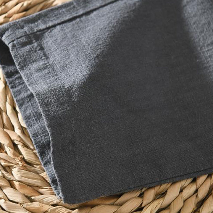 Pantalones casuales de verano Buddha Stones de lino y ramio con cordón y bolsillos para hombre - image 2