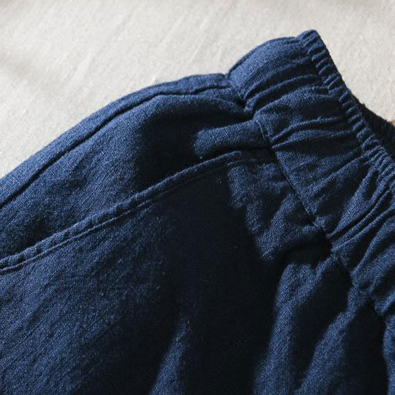 Pantalones casuales de verano Buddha Stones de lino y ramio con cordón y bolsillos para hombre - image 15