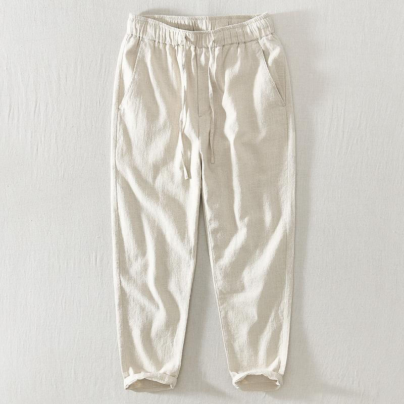 Pantalones casuales de verano Buddha Stones de lino y ramio con cordón y bolsillos para hombre - Beige - US/UK/AU44, EU54 (4XL) - image 17