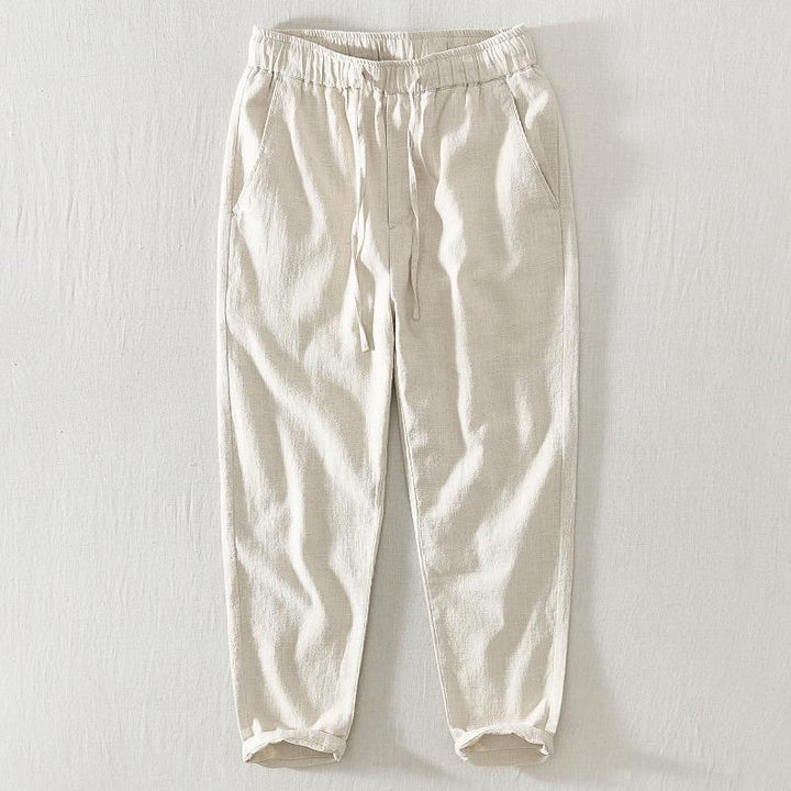 Pantalones casuales de verano Buddha Stones de lino y ramio con cordón y bolsillos para hombre - Beige - US/UK/AU44, EU54 (4XL) - image 17
