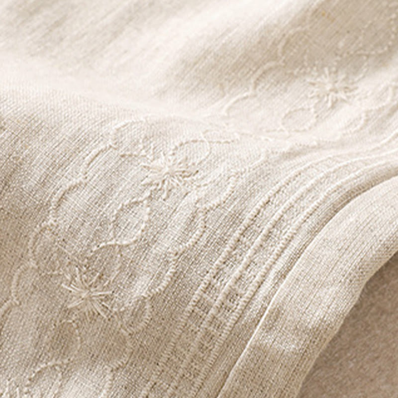 Pantalones cortos de lino y algodón con cordón ajustable y estampado floral con Buddha Stones para mujer, con bolsillos - image 14