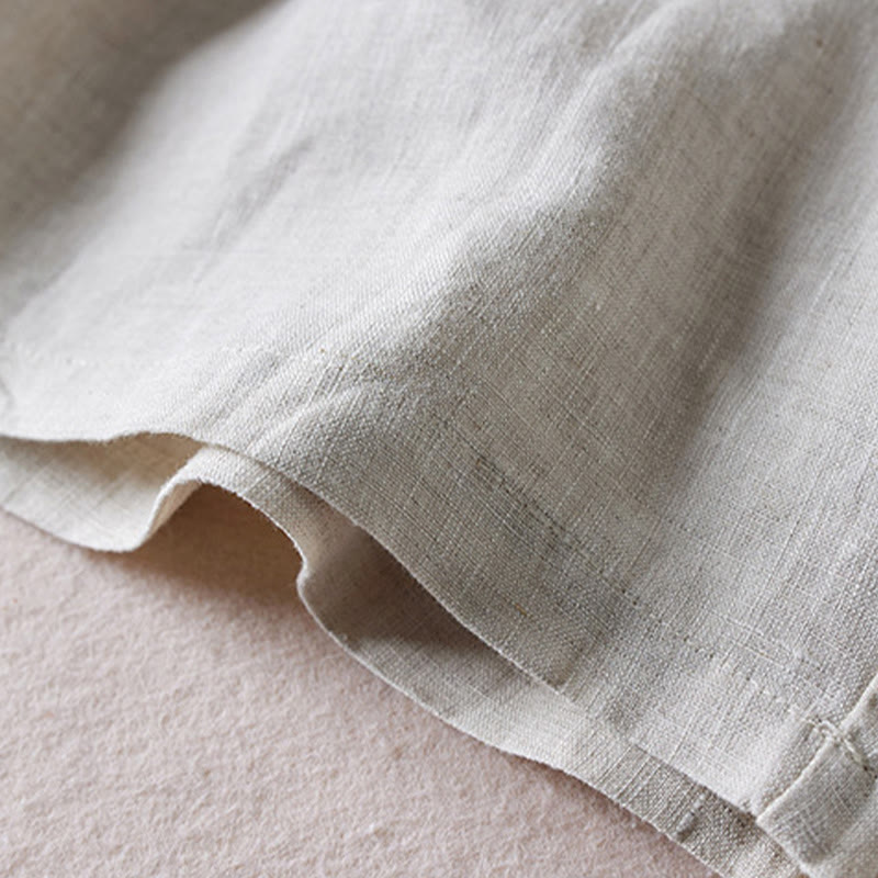 Pantalones cortos de lino y algodón con diseño arrugado sencillo de verano para mujer con bolsillos y Buddha Stones - image 42