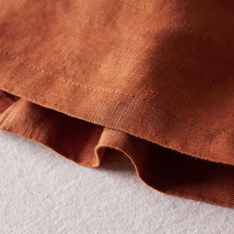 Pantalones cortos de lino y algodón con diseño arrugado sencillo de verano para mujer con bolsillos y Buddha Stones - image 6