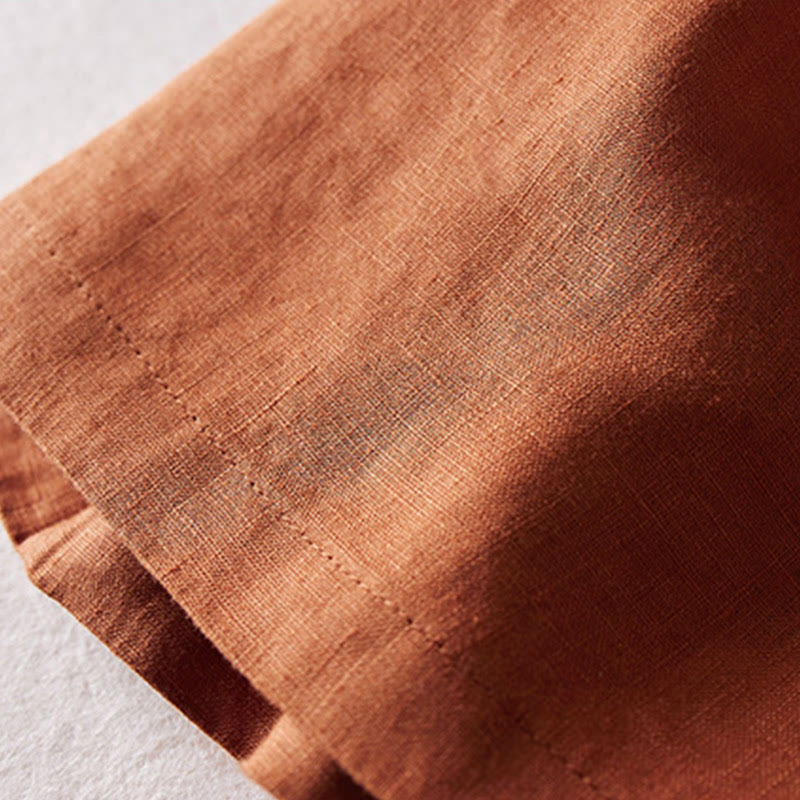 Pantalones cortos de lino y algodón con diseño arrugado sencillo de verano para mujer con bolsillos y Buddha Stones - image 5