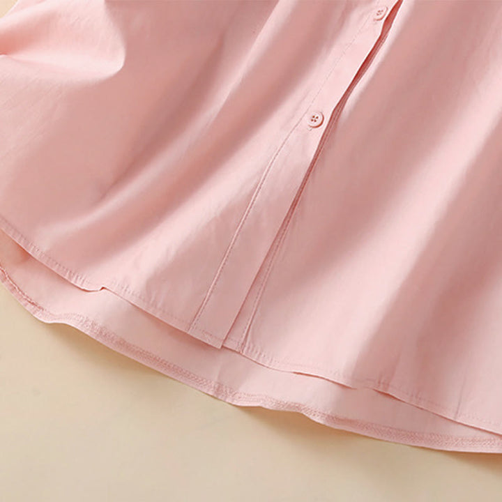 Camisa de Buddha Stones y algodón para mujer, informal, con bordado de flores y agujeros, de manga tres cuartos - image 3