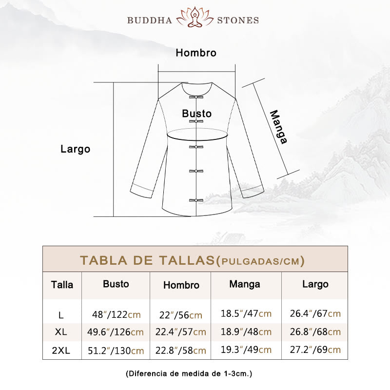 Camisa de manga larga con botones de color liso para mujer con Buddha Stones - image 5