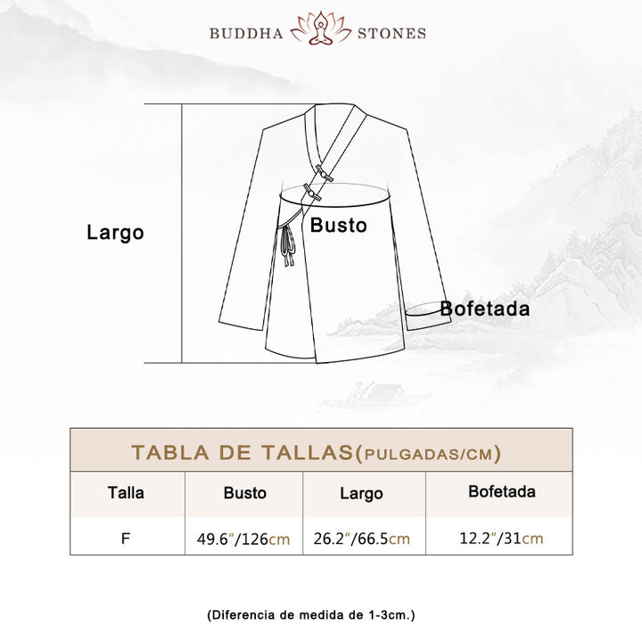 Chaqueta de lino de ramio con diseño Hanfu con botones de rana y Buddha Stones - image 5