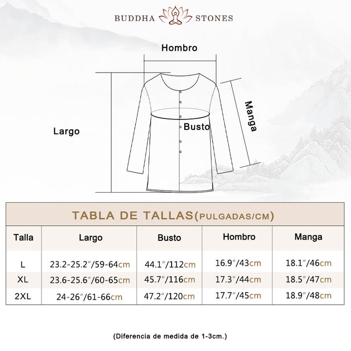 Blusa informal de cuello redondo con Buddha Stones , camisa de manga larga bordada, top de lino y algodón, camisas para mujer - image 5