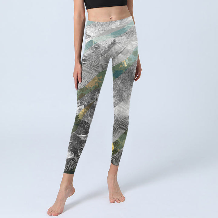Leggings deportivos de fitness con estampado de la Gran Muralla de Buddha Stones, estilo antiguo, para mujer - image 6