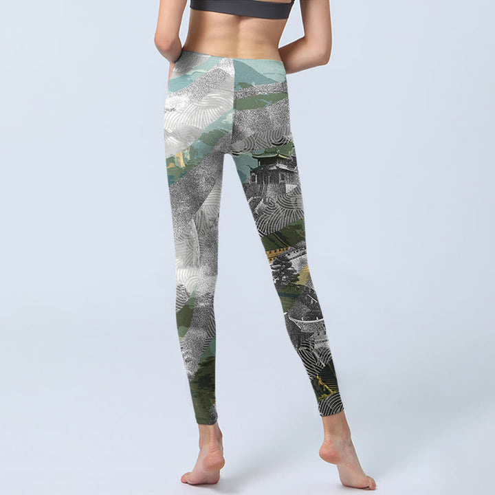 Leggings deportivos de fitness con estampado de la Gran Muralla de Buddha Stones, estilo antiguo, para mujer - image 7
