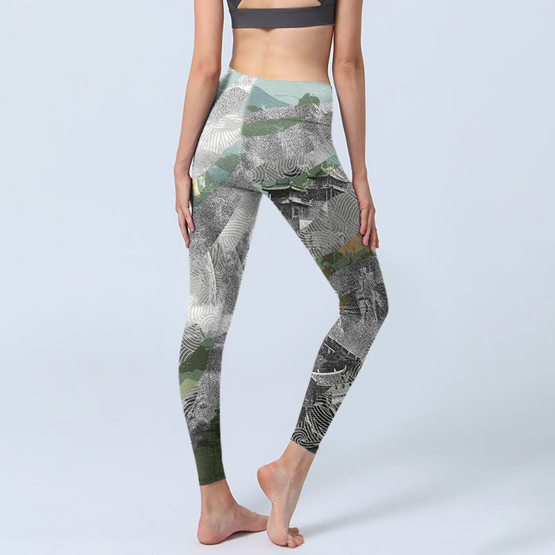 Leggings deportivos de fitness con estampado de la Gran Muralla de Buddha Stones, estilo antiguo, para mujer - image 5