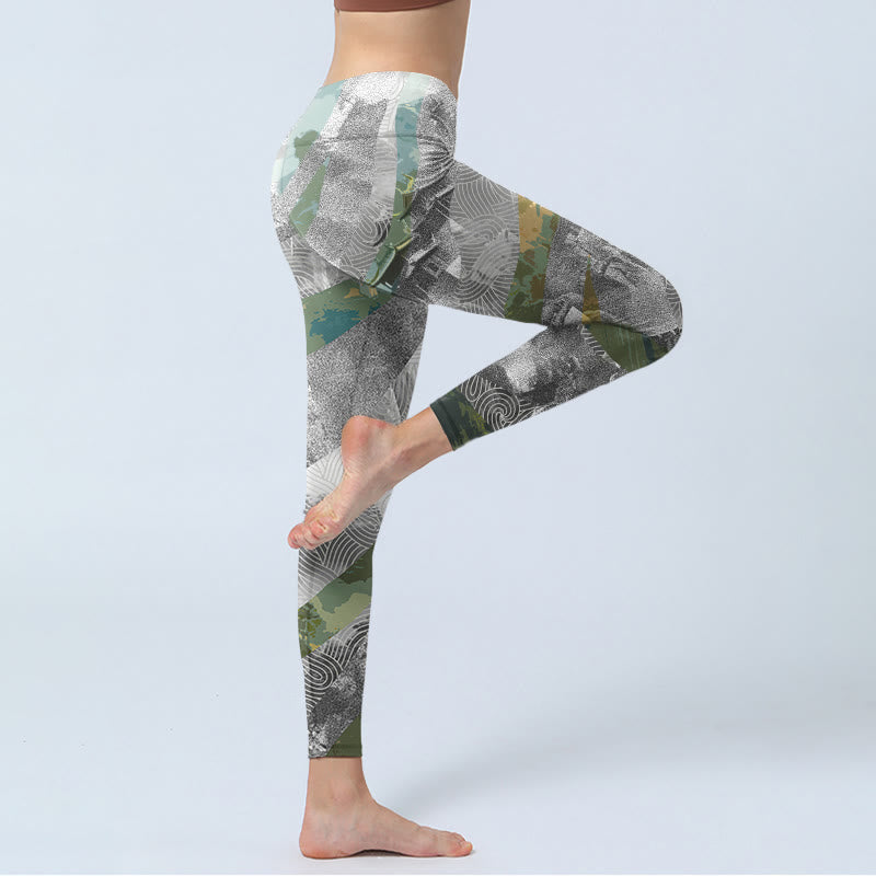 Leggings deportivos de fitness con estampado de la Gran Muralla de Buddha Stones, estilo antiguo, para mujer - image 3