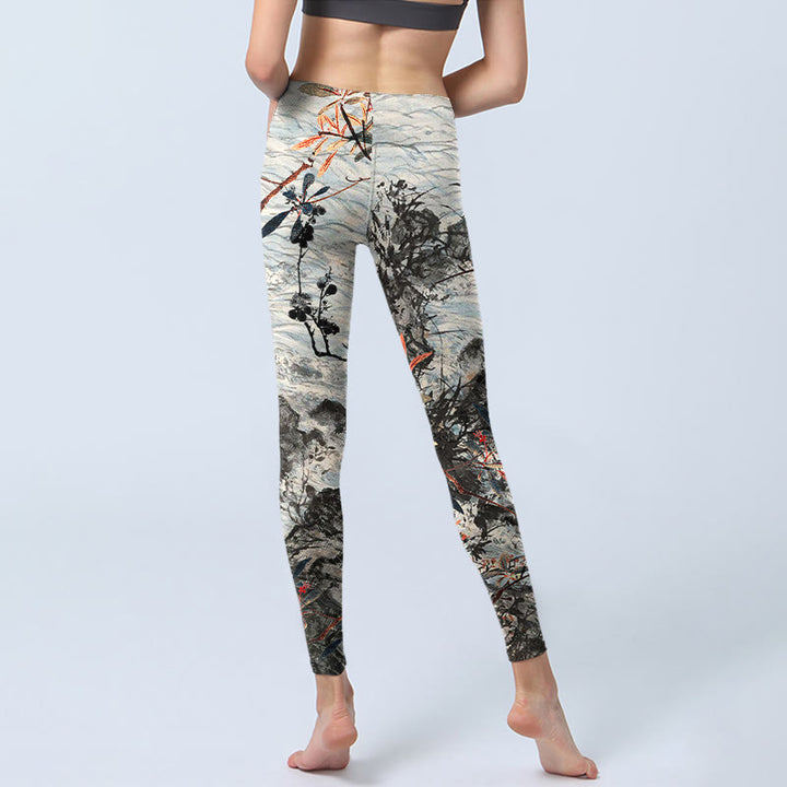 Leggings de yoga para mujer con estampado de Buddha Stones, olas, rocas y árboles - image 7