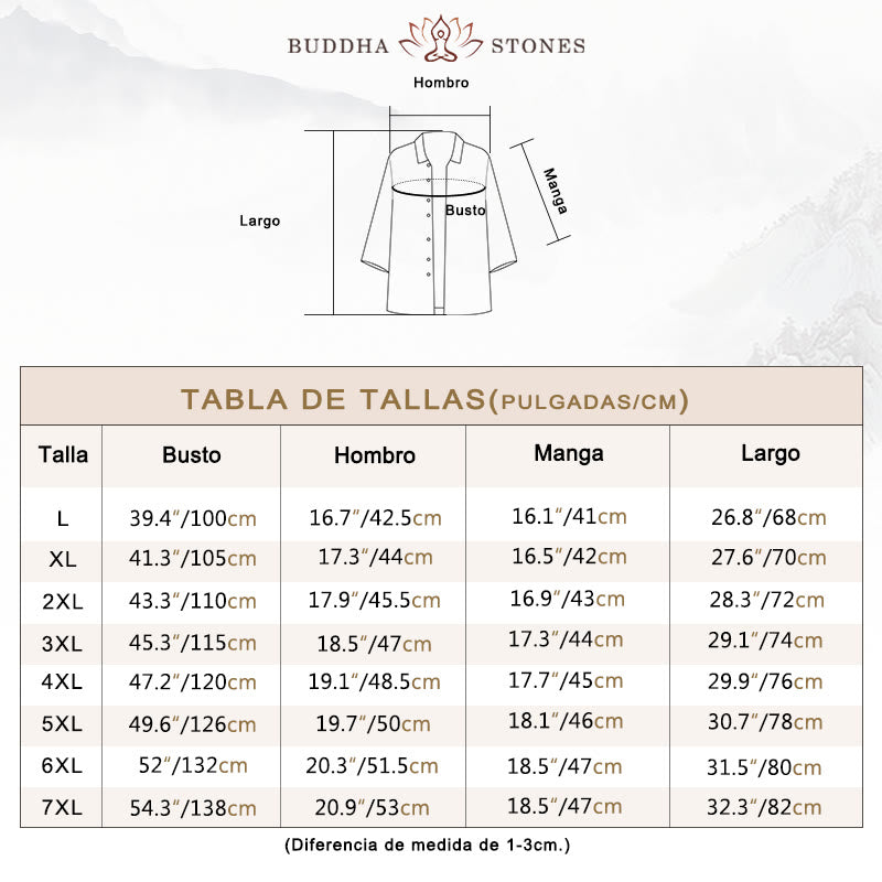 Camisa informal de hombre con mangas tres cuartos y botones delanteros de color liso con Buddha Stones - image 11