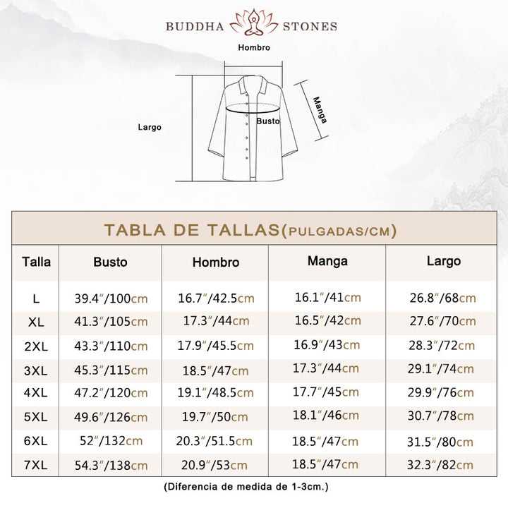 Camisa informal de hombre con mangas tres cuartos y botones delanteros de color liso con Buddha Stones - image 11