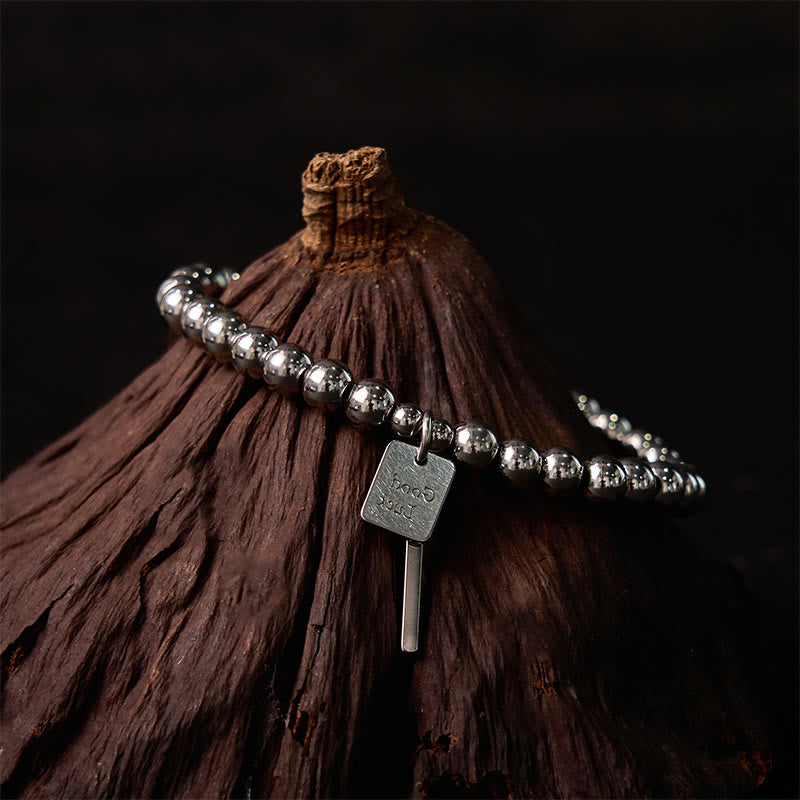 Pulsera de equilibrio de buena suerte de acero y titanio con Buddha Stones