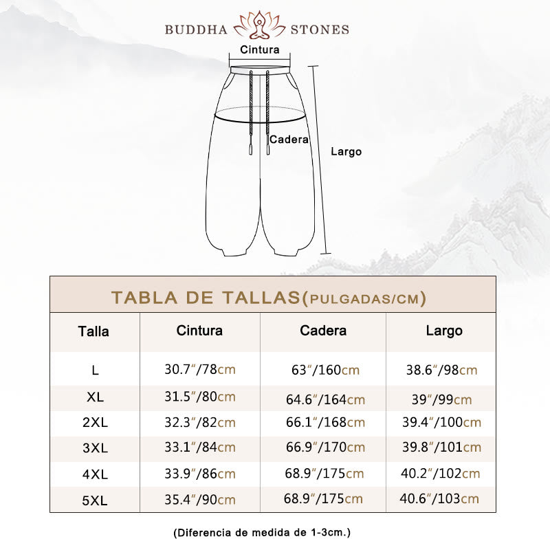 Pantalones harén térmicos de pana con cordón y bolsillos de color liso con Buddha Stones para hombre - image 5