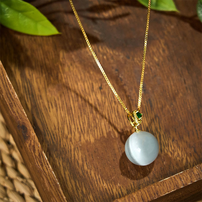 Buddha Stones Colgante de collar con forma de bola redonda de ojo de gato que inspira confianza - image 21