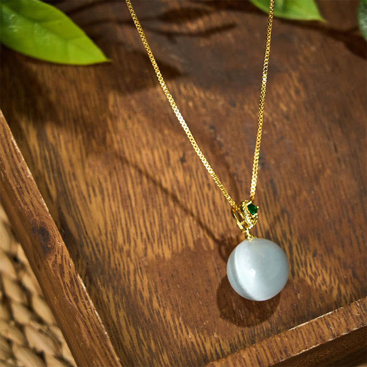Buddha Stones Colgante de collar con forma de bola redonda de ojo de gato que inspira confianza - image 21