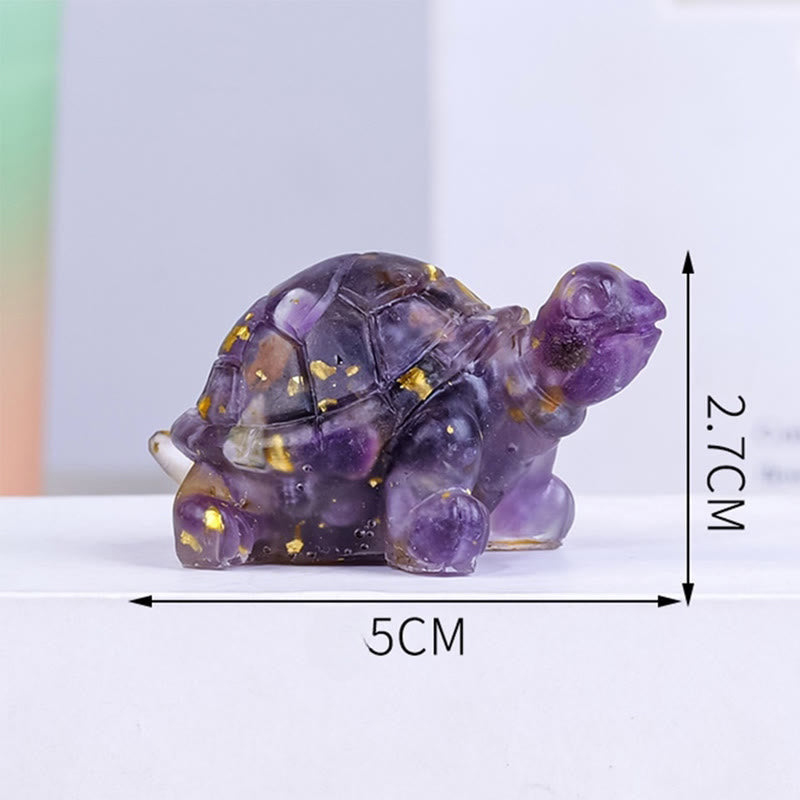 Estatua decorativa de tortuga pequeña de resina con grava de cristal natural de Buddha Stones - image 2