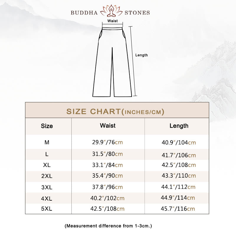 Pantalones anchos de lino y algodón de color liso con bolsillos para hombre Buddha Stones - image 2