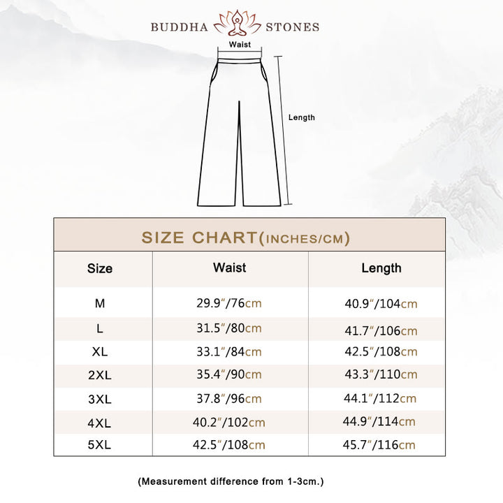 Pantalones anchos de lino y algodón de color liso con bolsillos para hombre Buddha Stones - image 2