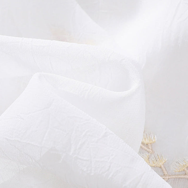 Camisa de mujer con cuello alto, media manga, botones de rana, diseño de Buddha Stones , bordado de plantas y flores - image 18