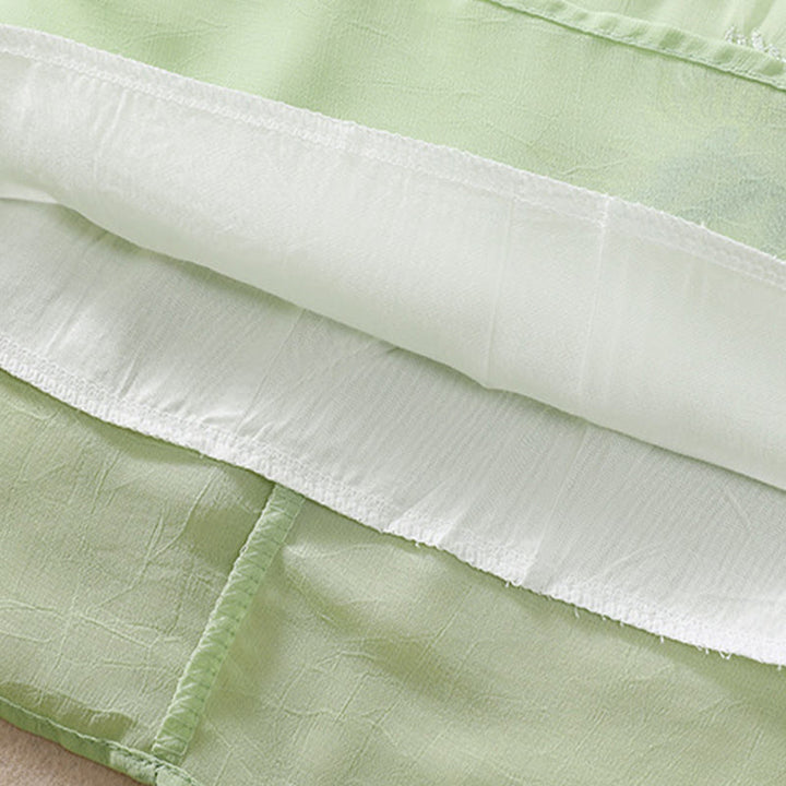 Camisa de mujer con cuello alto, media manga, botones de rana, diseño de Buddha Stones , bordado de plantas y flores - image 8