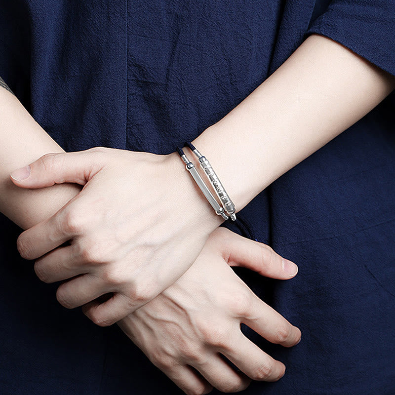 Pulsera tejida a mano con nudo de dragón y Buddha Stones en plata de ley con Om Mani Padme Hum - image 11