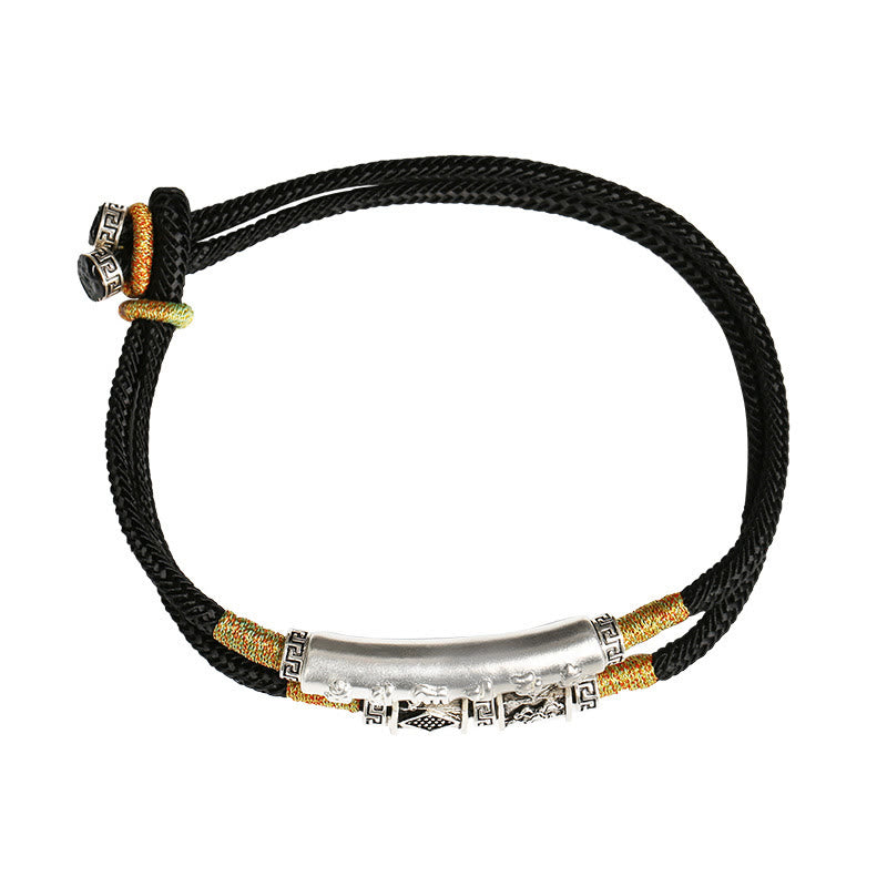 Pulsera tejida a mano con nudo de dragón y Buddha Stones en plata de ley con Om Mani Padme Hum - image 2