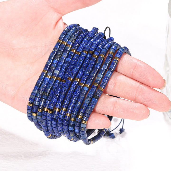 Pulsera de equilibrio positivo con cuentas espaciadoras de lazurita natural de Buddha Stones