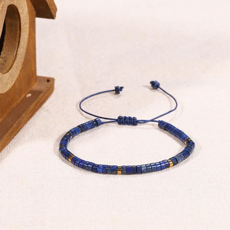 Pulsera de equilibrio positivo con cuentas espaciadoras de lazurita natural de Buddha Stones