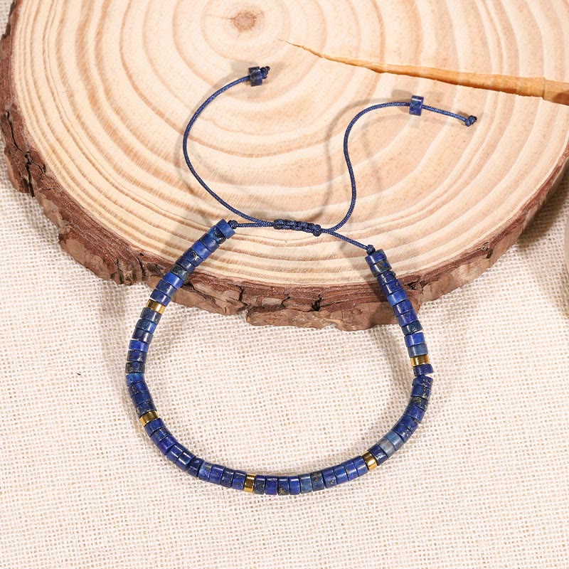 Pulsera de equilibrio positivo con cuentas espaciadoras de lazurita natural de Buddha Stones