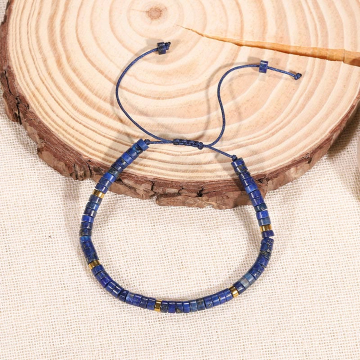 Pulsera de equilibrio positivo con cuentas espaciadoras de lazurita natural de Buddha Stones