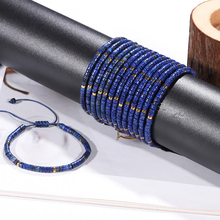 Pulsera de equilibrio positivo con cuentas espaciadoras de lazurita natural de Buddha Stones