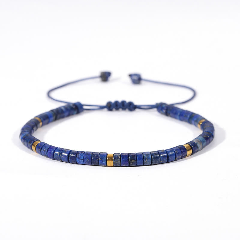 Pulsera de equilibrio positivo con cuentas espaciadoras de lazurita natural de Buddha Stones