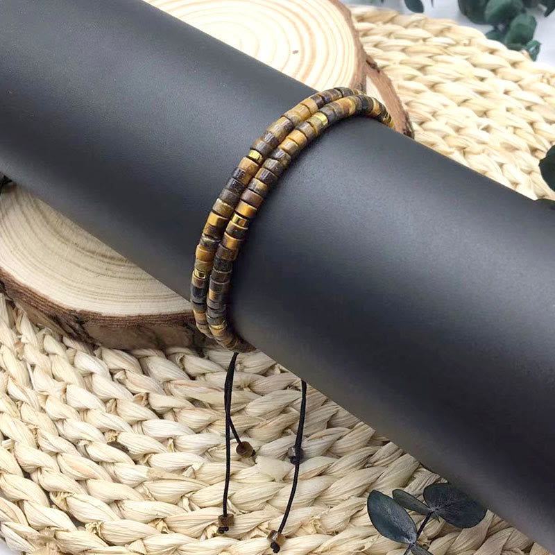 Pulsera de coraje con cuentas espaciadoras de ojo de tigre natural de Buddha Stones