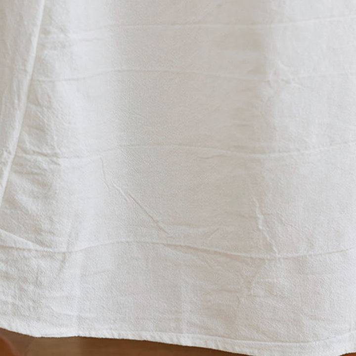 Vestido largo de lino y algodón con mangas tres cuartos, bordado étnico, estampado floral y Buddha Stones - image 8