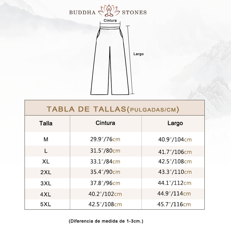 Pantalones anchos de lino y algodón de color liso con bolsillos para hombre Buddha Stones - image 20