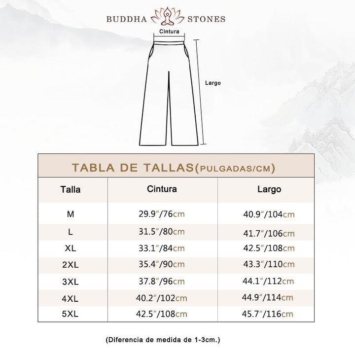 Pantalones anchos de lino y algodón de color liso con bolsillos para hombre Buddha Stones - image 20