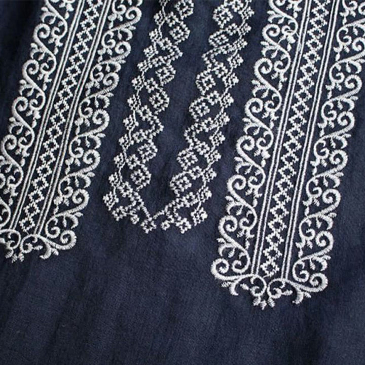 Camisa de mujer de manga larga con cuello redondo y bordado étnico con Buddha Stones y estampado bohemio - image 10
