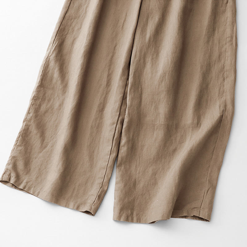 Buddha Stones Pantalones anchos de lino y algodón con cordón ajustable hasta el tobillo para mujer, de verano, con bolsillos y cremallera. - image 6