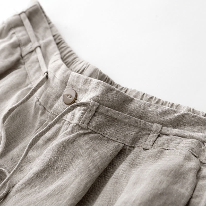 Buddha Stones Pantalones anchos de lino y algodón con cordón ajustable hasta el tobillo para mujer, de verano, con bolsillos y cremallera. - image 12