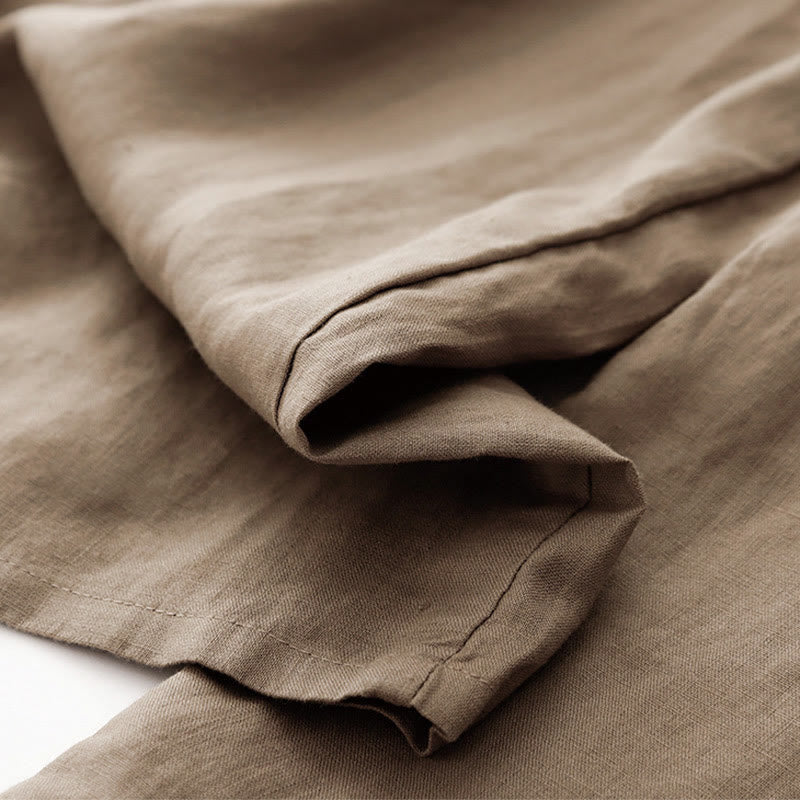 Buddha Stones Pantalones anchos de lino y algodón con cordón ajustable hasta el tobillo para mujer, de verano, con bolsillos y cremallera. - image 5