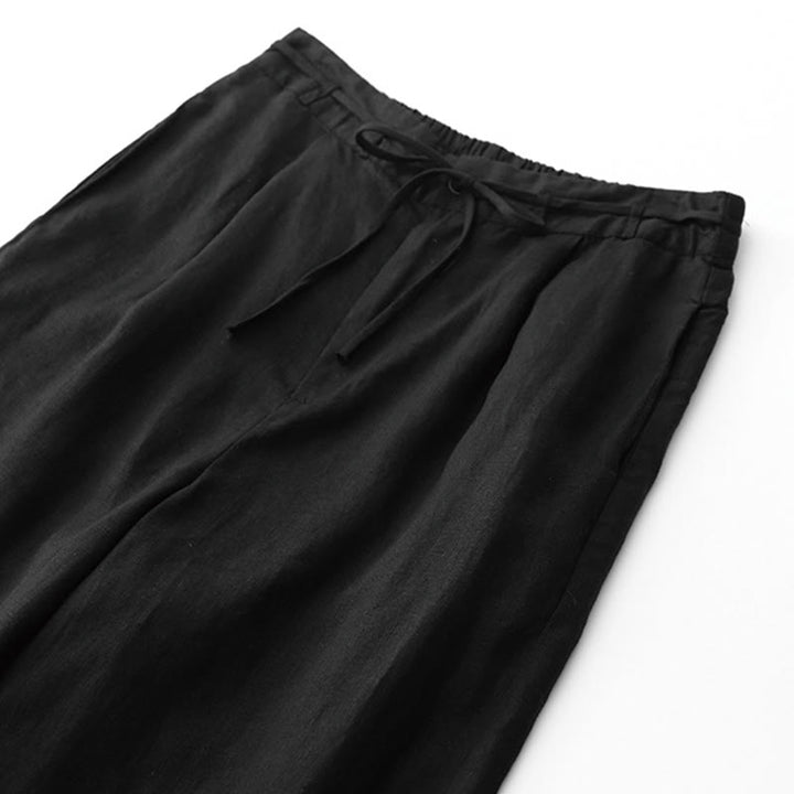 Buddha Stones Pantalones anchos de lino y algodón con cordón ajustable hasta el tobillo para mujer, de verano, con bolsillos y cremallera. - image 8