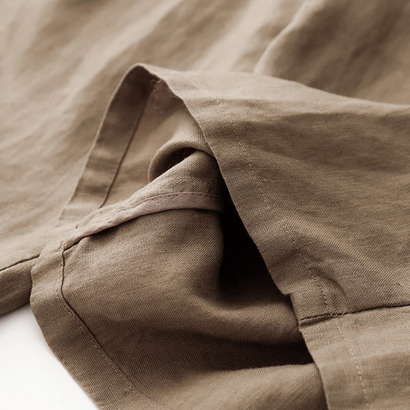 Buddha Stones Pantalones anchos de lino y algodón con cordón ajustable hasta el tobillo para mujer, de verano, con bolsillos y cremallera. - image 4