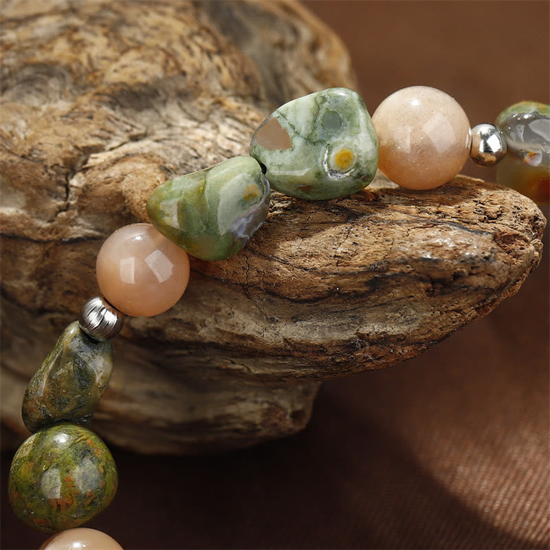 Pulsera positiva de piedra solar de riolita "Eres increíble" de Buddha Stones